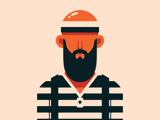 Prisoner or Criminal, illustration or Vector Art, Modern Art Style 