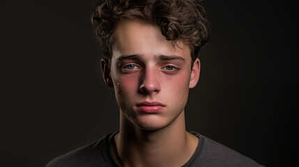 Obraz premium A young man is crying. The concept illustrates society's narrative that guys don't cry.