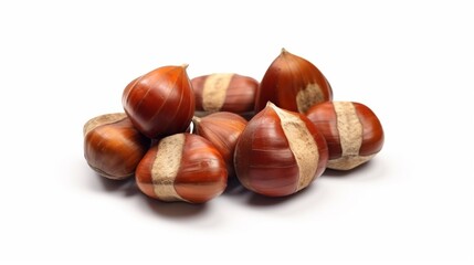 Delicious sweet roasted edible chestnut isolated Ai Generative