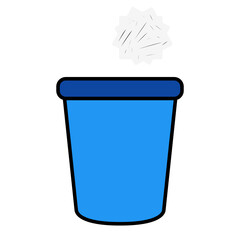 Throwing rubbish into a trash can.