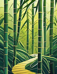 Graphic bamboo forest, shade, painting, bamboo tree - 696919237