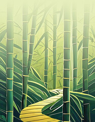 Graphic bamboo forest, shade, painting, bamboo tree - 696919244