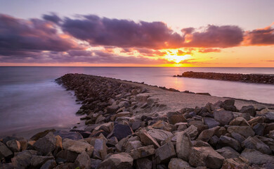 Overlooking the Jetties in Carlsbad during sunset
