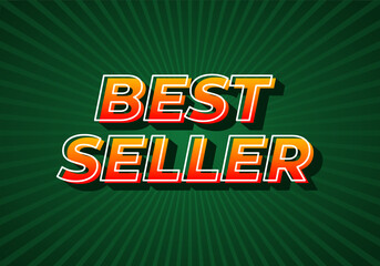 Best seller. Text effect in gradient yellow red color. 3D look. dark green background