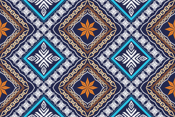 Ethnic Figure aztec embroidery style. Geometric ikat oriental traditional art pattern.Design for ethnic background,wallpaper,fashion,clothing,wrapping,fabric,element,sarong,graphic,vector illustration