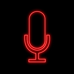 Wireless neon microphone isolated on black background