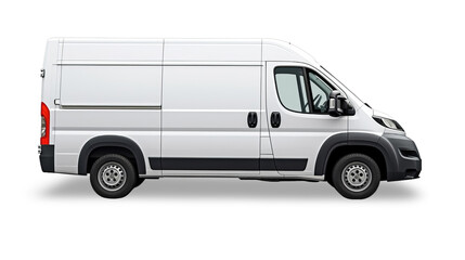 white delivery van isolated on transparent Background 