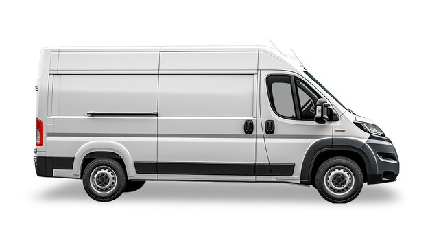white delivery van isolated on transparent Background 