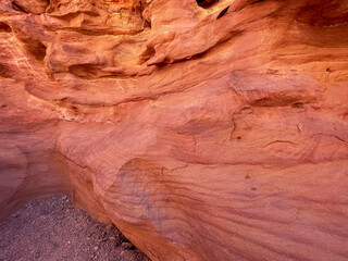 Stones and textures of the colored Red Salam Canyon, Egypt.