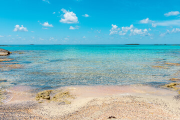 Summer background with tropical beach in Elafonisi Greece.