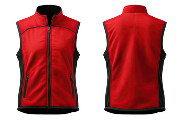 Front And Back Views Luxury And windproof Red Vest With Fleece on transparent background