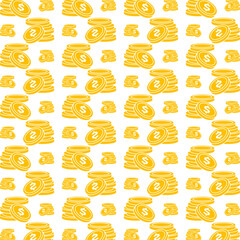 Gold money coin repeating smart trendy seamless pattern colorful background