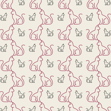 Cute cat repeating smart trendy seamless pattern colorful background