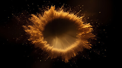 Gold dust explosion with frame, gold dust splash border, glitter explosion, PPT background