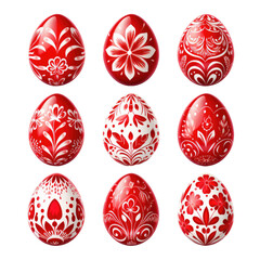 Fototapeta premium set easter eggs clipart in color Red on white background 