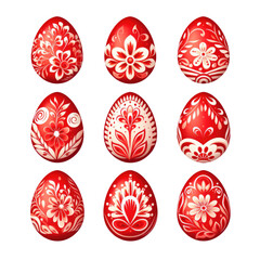 Fototapeta premium set easter eggs clipart in color Red on white background 