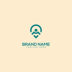 Obraz premium Alphabet minimal letter M and location logo design template - vector