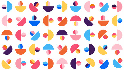 Trendy Bauhaus geometric pattern, vector background. Multicolored geometry abstract print design. Op art, neo geometry.
