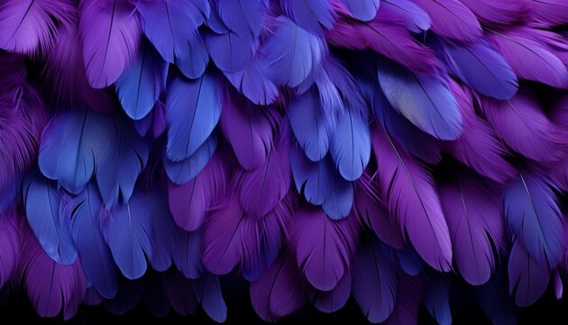 Purple feathers texture background, detailed digital art of large bird feathers, intricate patterns