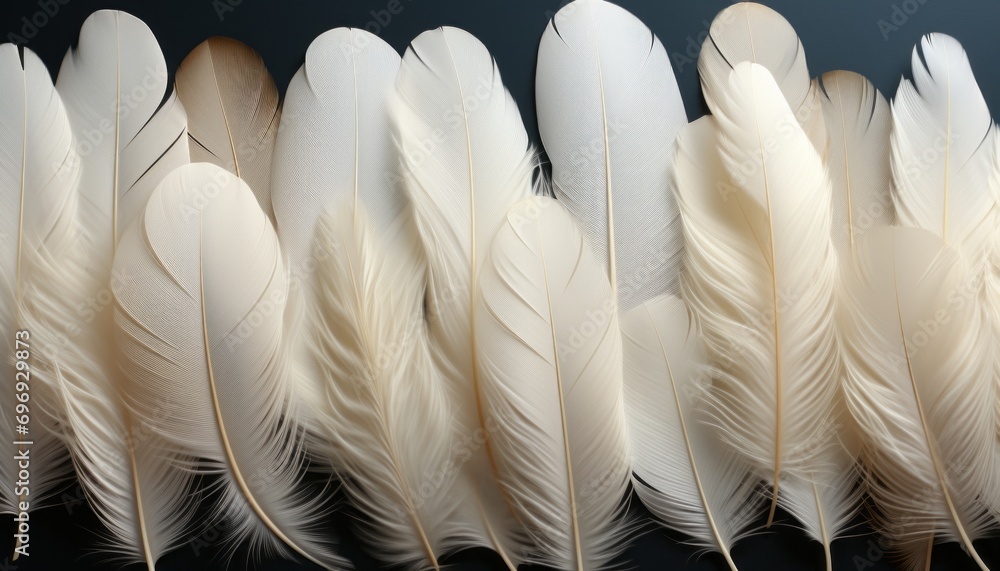 Poster detailed white feather texture background with intricate bird patterns, ideal for design projects