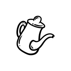 Teapot or kettle hand drawn cartoon doodle vector illustration 