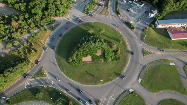 Aerial view of Cape Cod Rotary in Bourne during Summer travel
