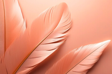 Abstract 3d background, minimalist painted. Texture of feathers in velvety peach tones. Trending color concept of the year 2024 Peach Fuzz.