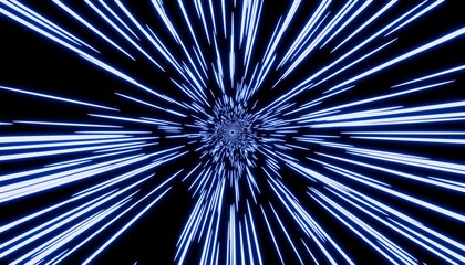 Obraz premium abstract blue color high-speed light trails background, cosmic travel motion effect, neon fastest glowing light, empty space scene, cyber futuristic sci-fi background