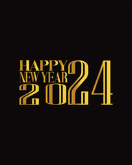 Luxury and elegant happy new year 2024 with luxurious and shiny gold numbers
