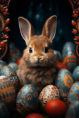 Fototapeta na wymiar 2:3 or 3:2 Eggs and bunnies mark the arrival of Easter, commemorating the resurrection of Jesus and spring.for backgrounds screens greeting card or other High quality printing projects.