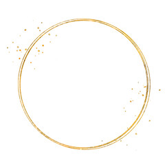 Gold circle sparkle frame with gold glitter - obrazy, fototapety, plakaty