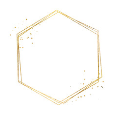 Gold hexagon sparkle frame with gold glitter - obrazy, fototapety, plakaty