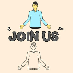 business illustration opening job vacancies inviting people to apply for work, flat design style
