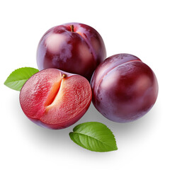 plums and slice isolated on Transparent background