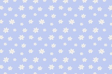 Fabric pattern or blue background cute white flower pattern