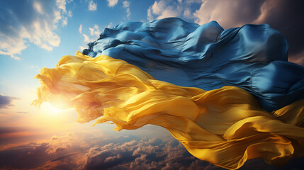 Ukraine flag blowing in the wind, freedom sign, fight sign, sign of democracy, sign of democracy,