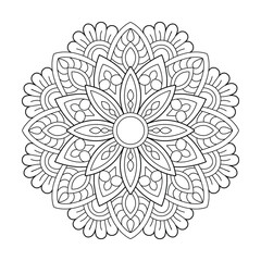 Ethnic style culture mandala design coloring book page vector file