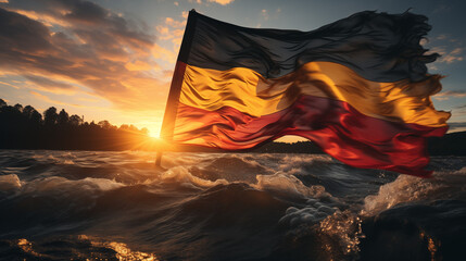 Flat germany flag blowing in the wind,