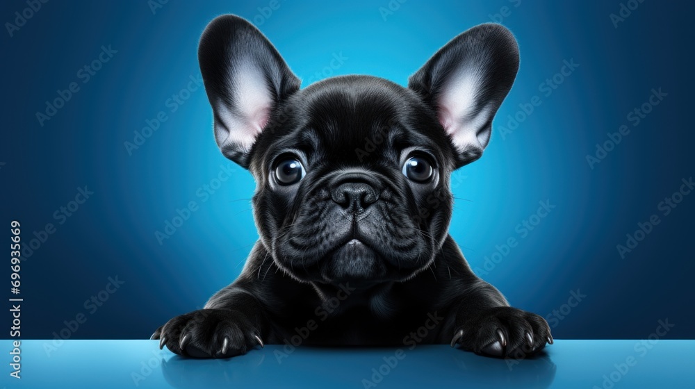 Aufkleber a close up of a dog laying on a table with its head on the edge of the table and looking at the came