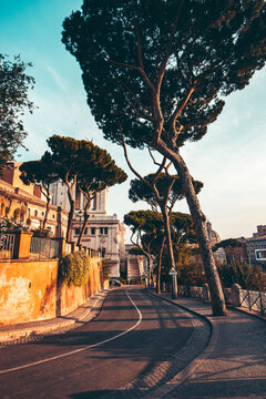 The streets of Rome at sunset