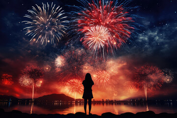 Fototapeta premium pyrotechnics and fireworks background