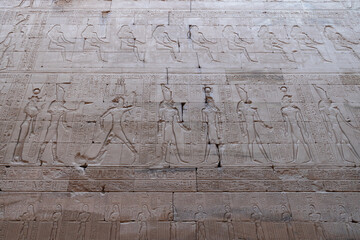 Egyptian culture Hieroglyphic walls in the Horus Temple in Egypt