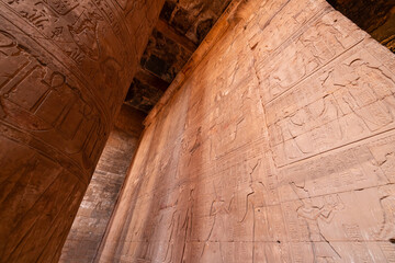 Egyptian culture Hieroglyphic walls in the Horus Temple in Egypt