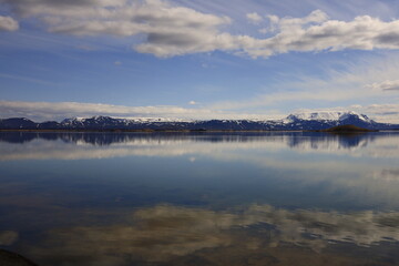 Mývatn is a shallow lake situated in an area of active volcanism in the north of Iceland, near Krafla volcano
