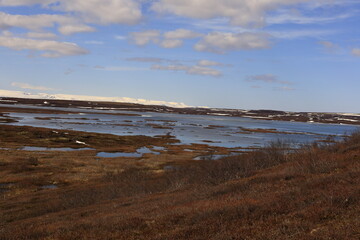 Mývatn is a shallow lake situated in an area of active volcanism in the north of Iceland, near Krafla volcano