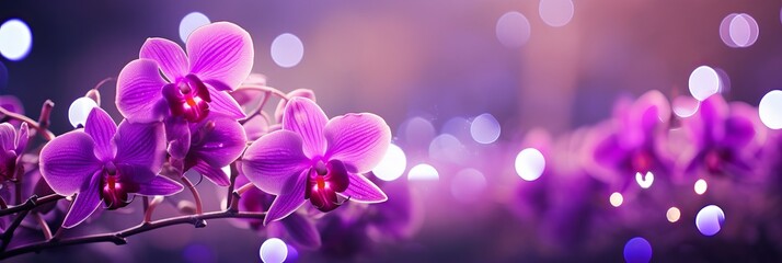 Purple orchid with bokeh effect on isolated background, ideal for text placement on the left side - Powered by Adobe