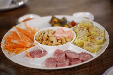 chops and vegetables