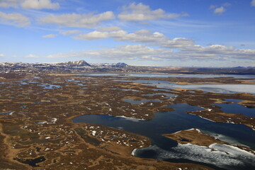 Mývatn is a shallow lake located in an area of active volcanism in northern Iceland, near the...