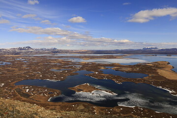 Mývatn is a shallow lake located in an area of active volcanism in northern Iceland, near the...