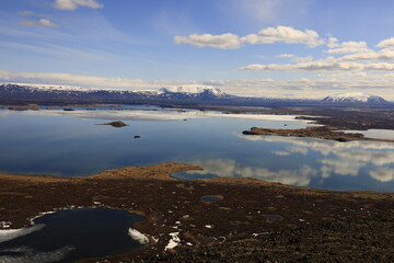 Mývatn is a shallow lake located in an area of active volcanism in northern Iceland, near the...
